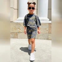 summer childrens clothing 2022 new fashion sports casual camouflage printed t shirt boys and girls short sleeved suit