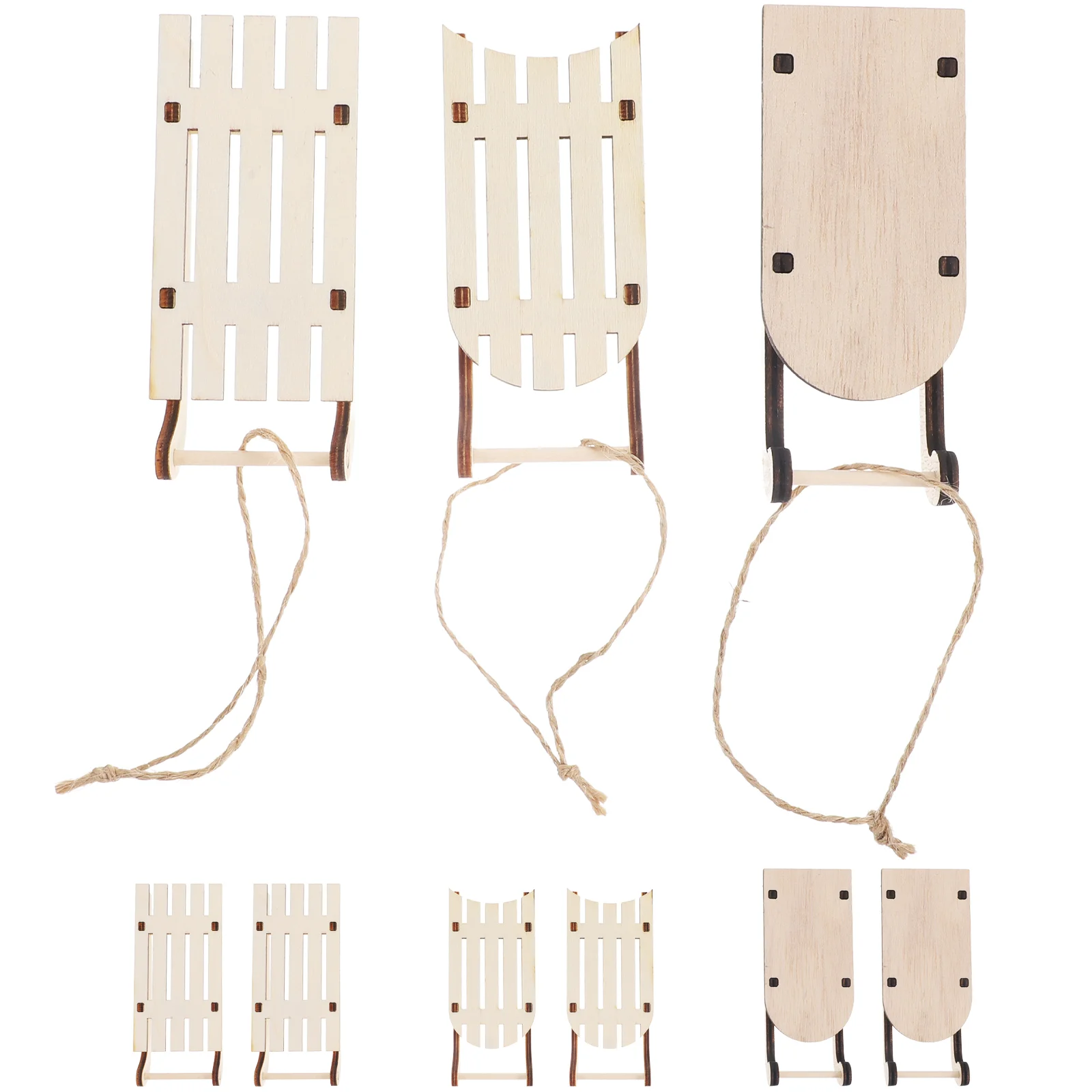 

9Pcs Miniature Wooden Sleigh Decoration Unfinished Wooden Sleigh Model Craft Sled Table Centerpiece