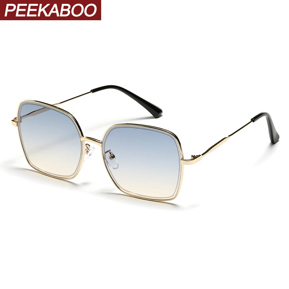

Мужские и женские Квадратные Солнцезащитные очки Peekaboo, с тонкой оправой, в классическом стиле, металлические, коричневые, синие, 2022, uv400