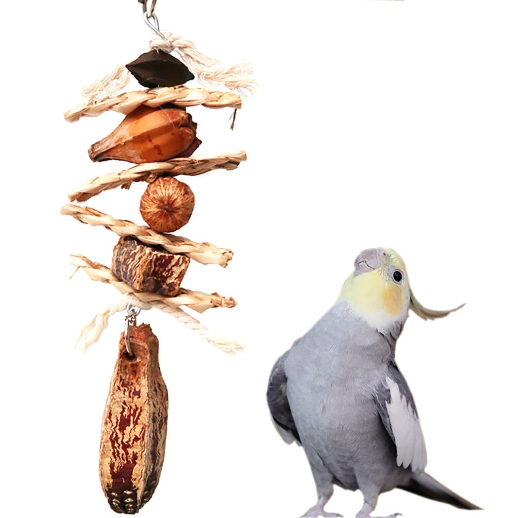 

Деревянная натуральная подвесная игрушка-попугай, жевательная игрушка, птичья клетка, игрушка для попугаев, жевательная клетка, подвесная ...