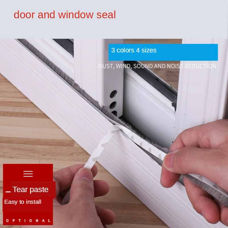 

1 meters Self-adhesive Sealing Wind-proof Brush Strip For Home Door Window Sound Insulation Strip Gasket