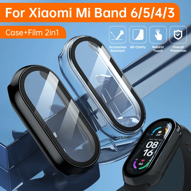 

Screen Protector Cover For Xiaomi Mi Band 5 6 4 3 Glass Case Film SmartWatch Miband Nfc Full Protective Smart Bracelet Strap