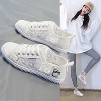 2022 summer white shoes thin shallow casual fashion mesh lace mesh shoes breathable flat bottom work shoes woman