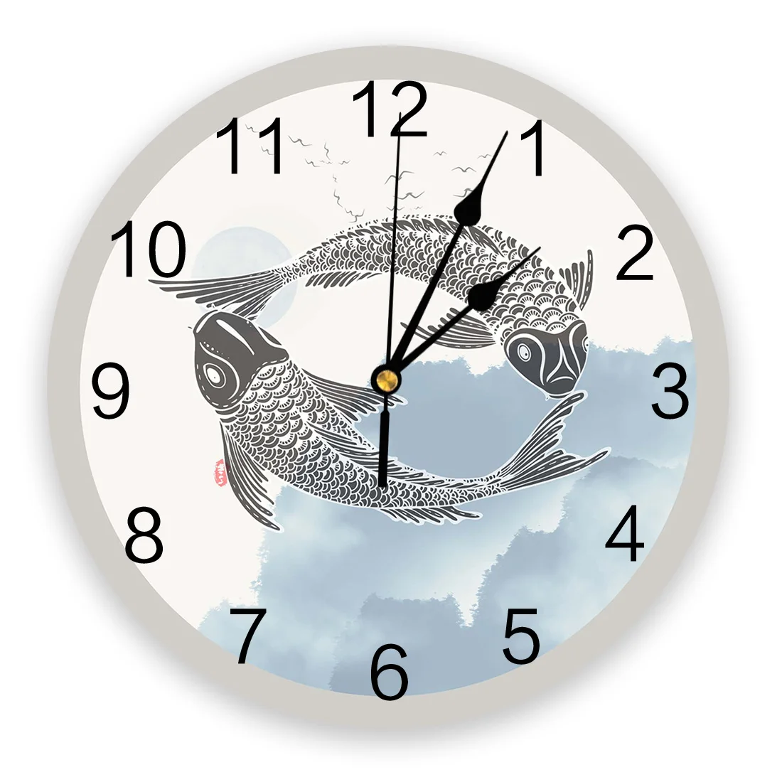 

Чернильная живопись, настенные часы с рыбками кои для детской комнаты, Современный домашний декор, декор для гостиной, настенные наклейки, н...