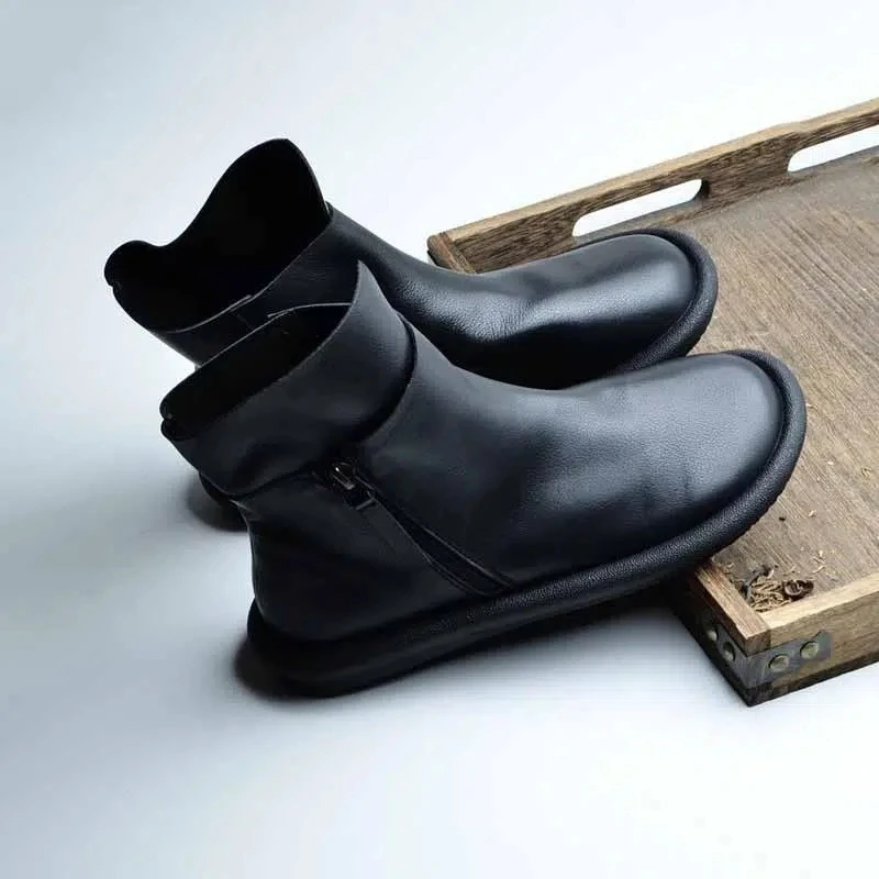 

Полусапожки женские с круглым носком, роскошные полусапожки на молнии, плоская подошва, однотонные, для отдыха