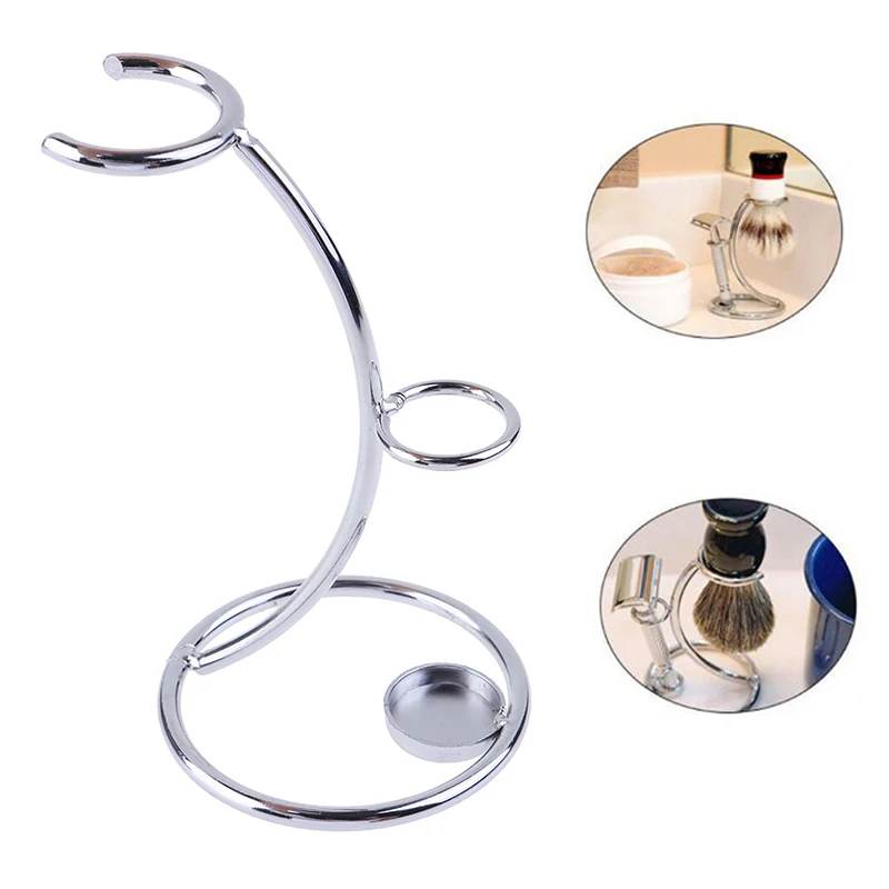 

Beard Men's Shaving Razor And Brush Stand Shaver Stainless Steel Holder Stand Kit Pro Rack Tools For Barber Shop
