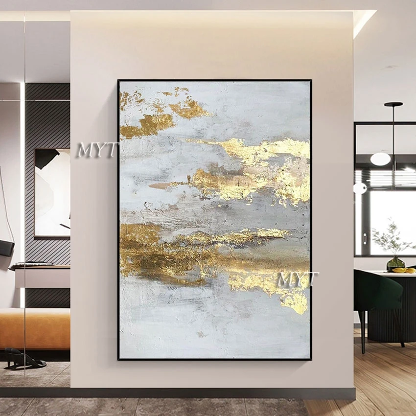 

Large Abstract Living Room Wall Pictures Canvas Style Oil Painting Gold Foil Art Unframed New Arrival Acrylic Artwork Decor
