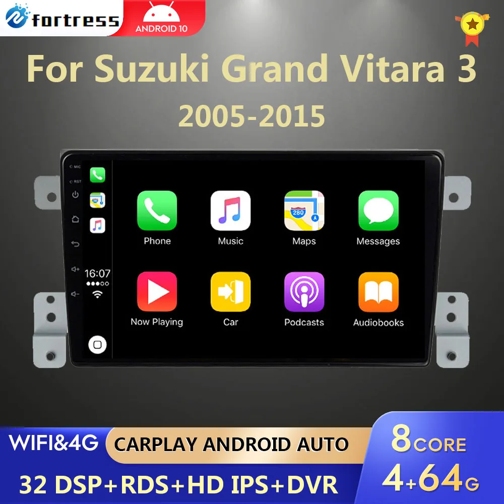 Автомагнитола на Android 10 для Suzuki Grand Vitara 3 2005 2012 2013 2014 2015 мультимедийный