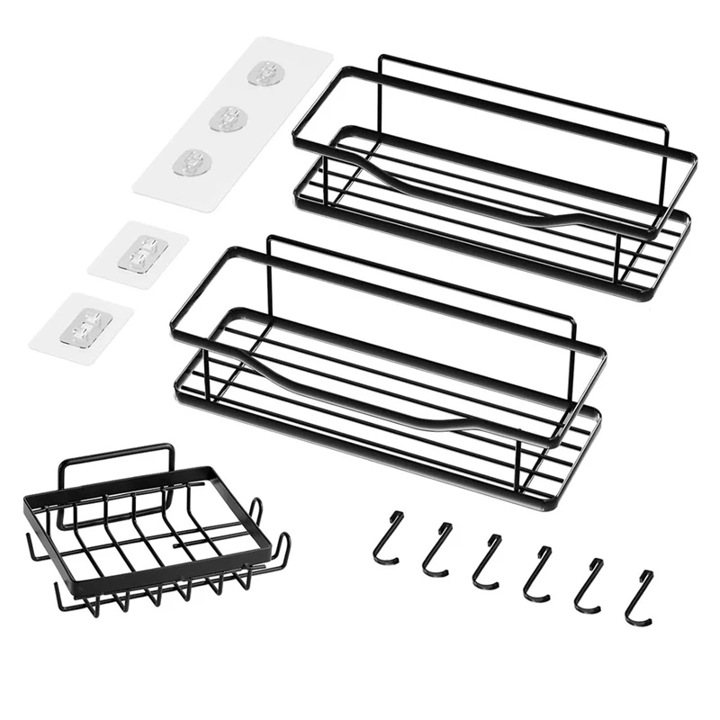 

Shower Caddy,4 Packs Adhesives Shower Organizers ,Stainless Steel Wall Rack Basket Mounted For Bathroom Toilet & Kitchen