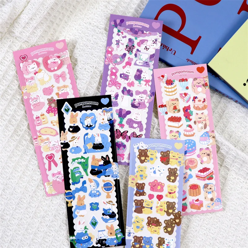

Korean Sticker Cute Animal Cartoon Laser Stick DIY Scrapbooking Deco Photo Diary Stationery Decoration Kawaii Sticker