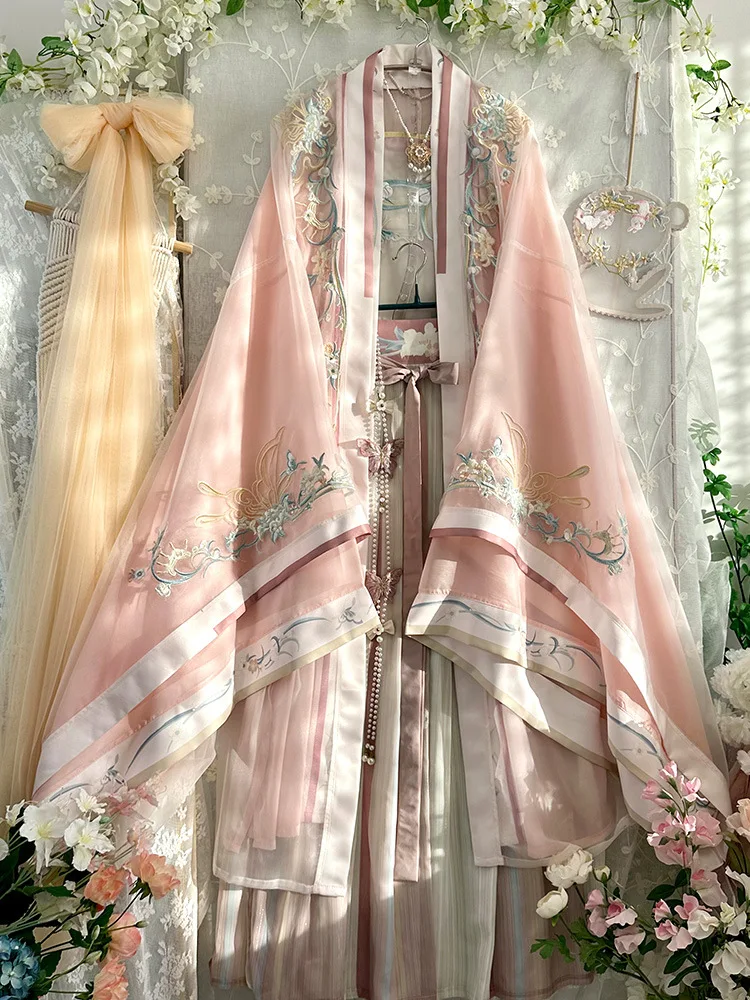 

Новое поступление, зеленое платье Hanfu для женщин, винтажный китайский стиль, длина талии, идеально подходит для весны/лета