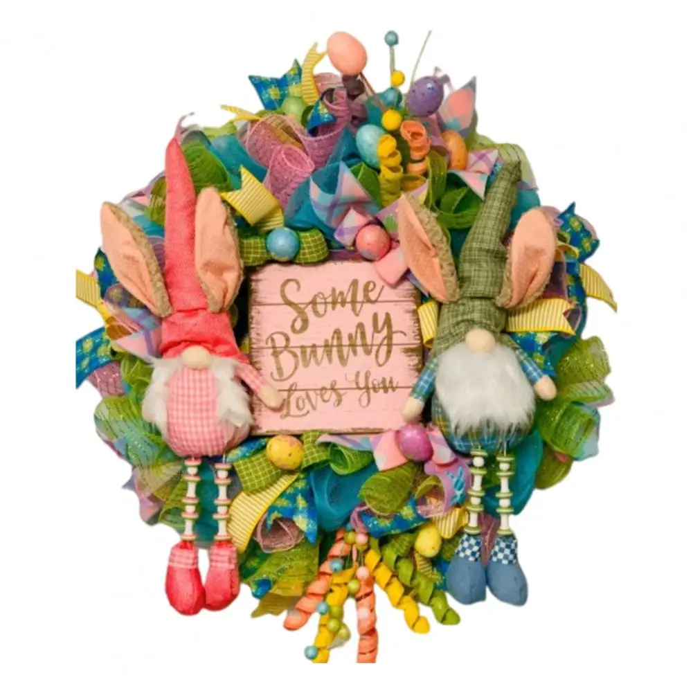 

Fine Stitching Vibrant Color Easter Bunny Butt Ears Wreath for Entrance