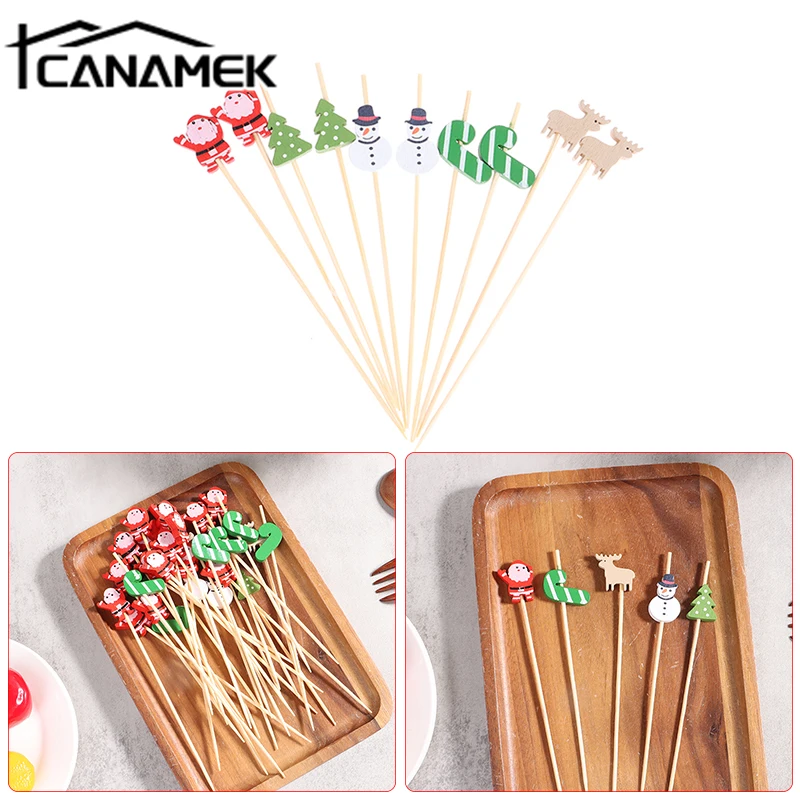 

200 шт. палочки для салата, зубочистки, аксессуары для вечерние, рождественские одноразовые палочки для еды, вилка для фруктов, десерт для пра...
