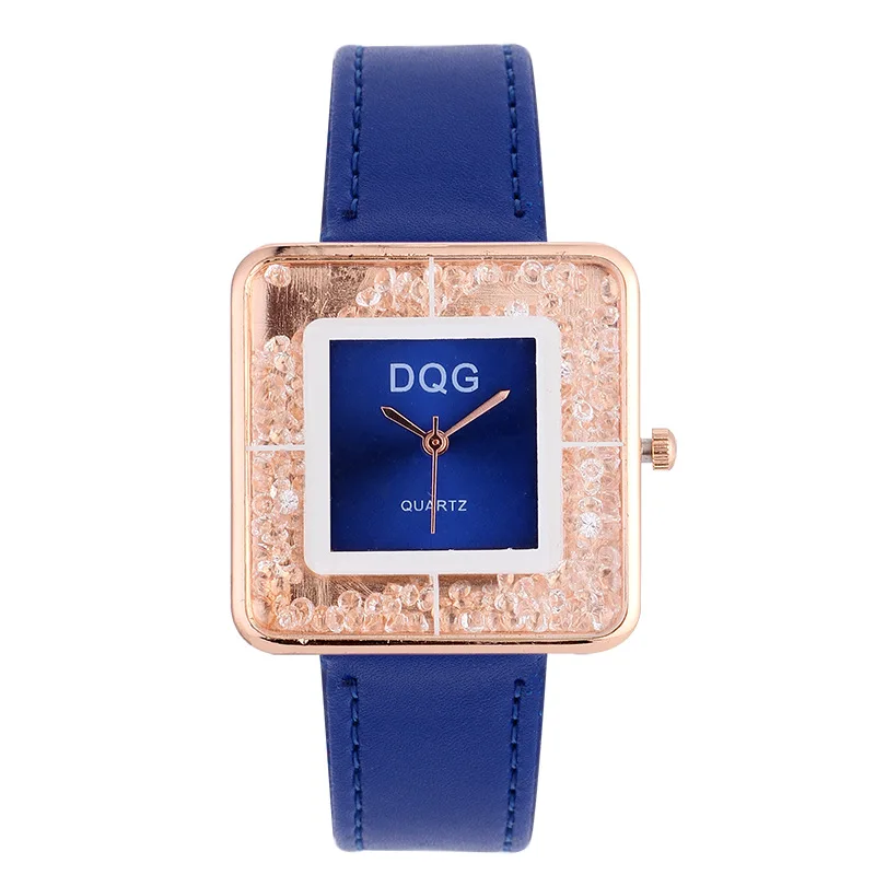 Reloj Mujer Fashion Rhinestone Quartz Watch Women Top Brand Bear Watches Ladies Square Leather Strap Wristwatch Relogio Feminino