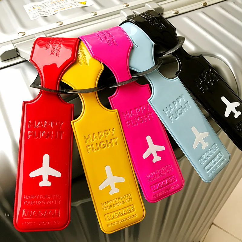 

1PC Cute Luggage Label Straps Suitcase Id Name Address Identify Tags Luggage Tags Airplane PVC Accessories