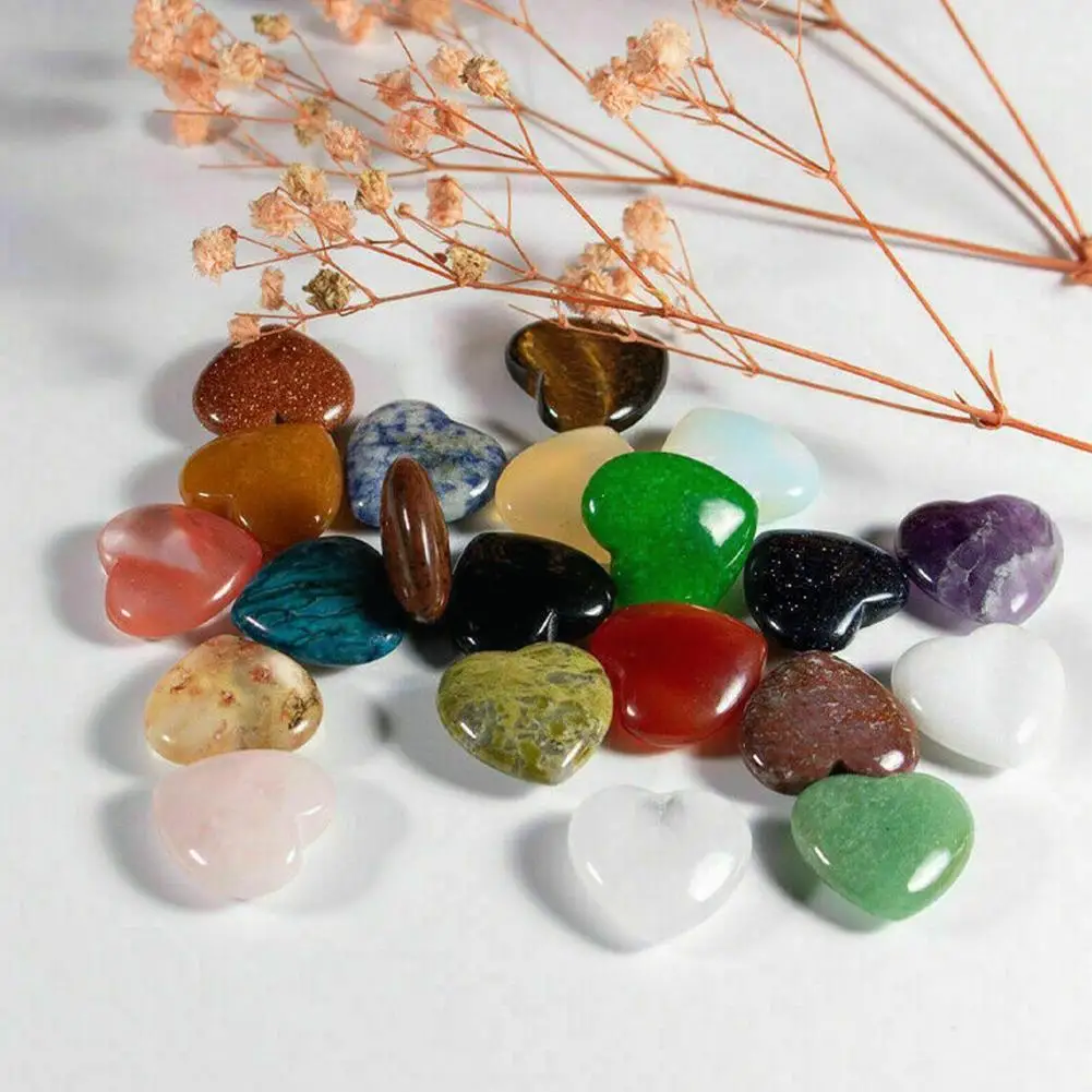 

10pcs Natural Stone Crystal Non-porous Heart-shaped Crystal Gem Making Heart Gifts Ornaments Diy Crafts Jewelry Love Pendan B1w0