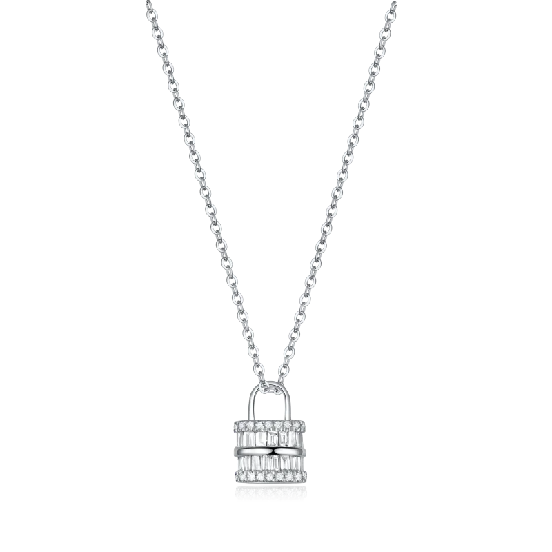 

OTIY 18K-Gold Natural Diamond Woman Jewelry Necklace GenuineGold Pendant Punk Lock Style Matching Certificate