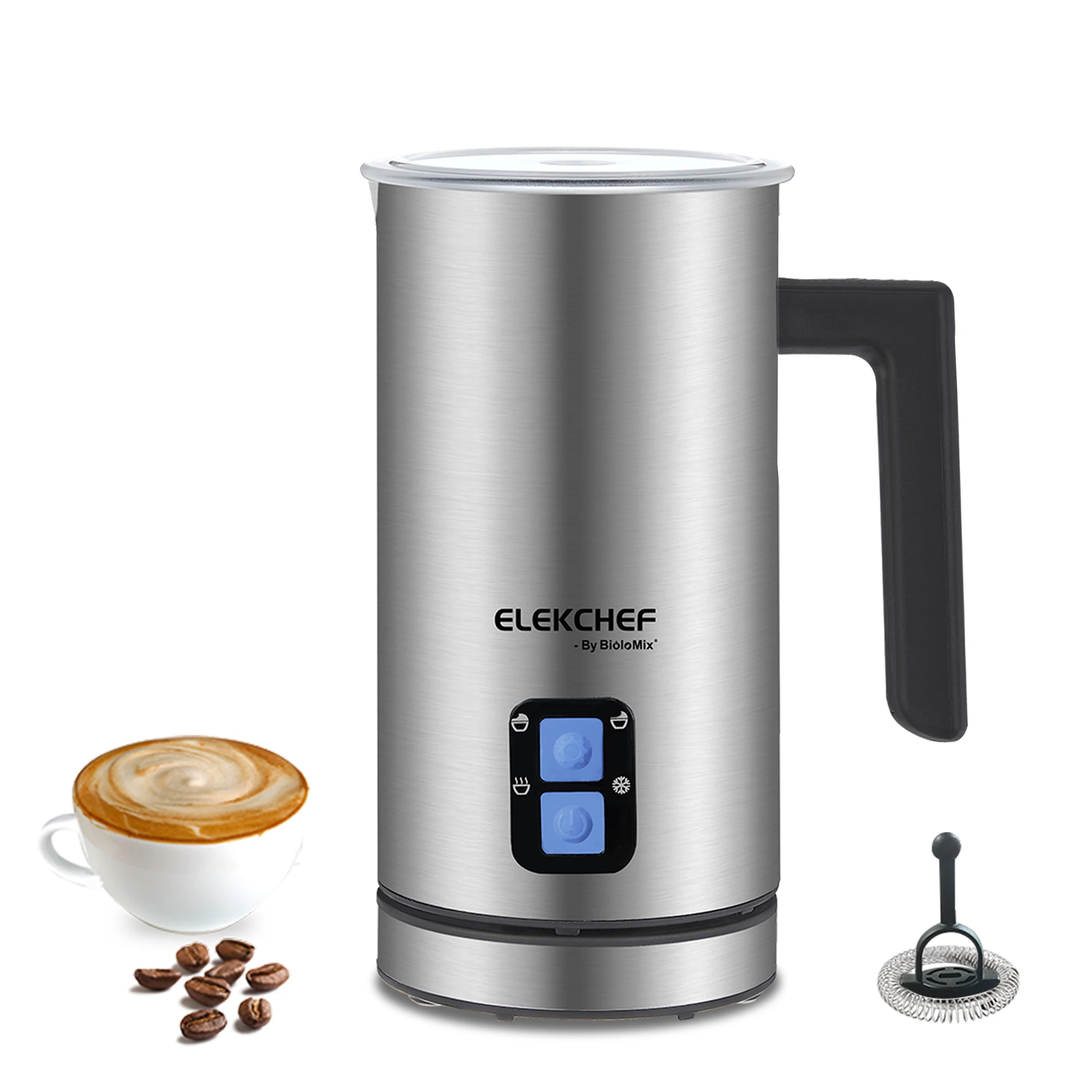 Coffart By BioloMix Upgraded 4 in 1 Coffee Milk Frother, Automatic Milk Warmer Cold/Hot Latte Cappuccino Chocolate