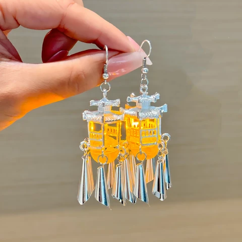 Серебряные светящиеся серьги-капли LATS