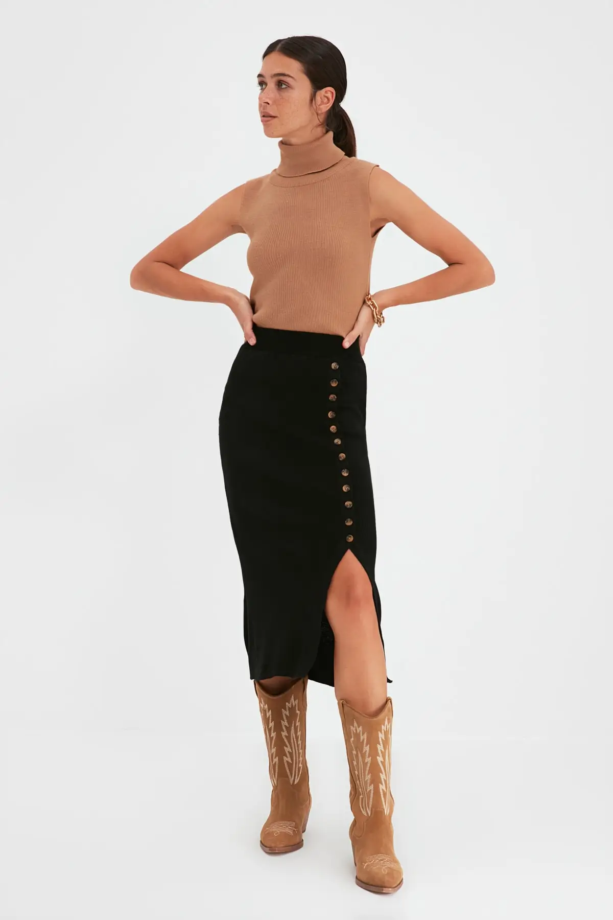 

Trendyol Button Detail Knitwear Skirt TWOAW22ET0274