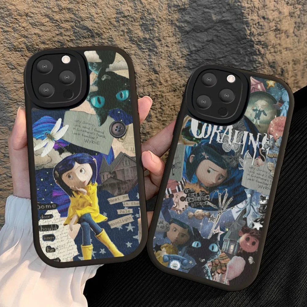 Anime C-coraline Phone Case Hard Leather For IPhone 16 15 14 13 12 Mini 11 Pro Max Xs X Xr 7 8 Plus Fundas
