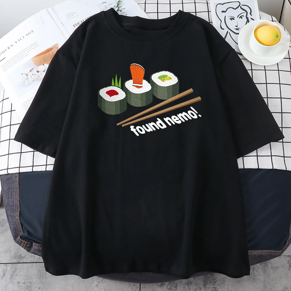 

Cartoon Food Sushi Cute Print Women's T-shirt Japanese and Korean Casual T-shirt 2023 Summer Cool T-shirt Fashion Ins Women's T-