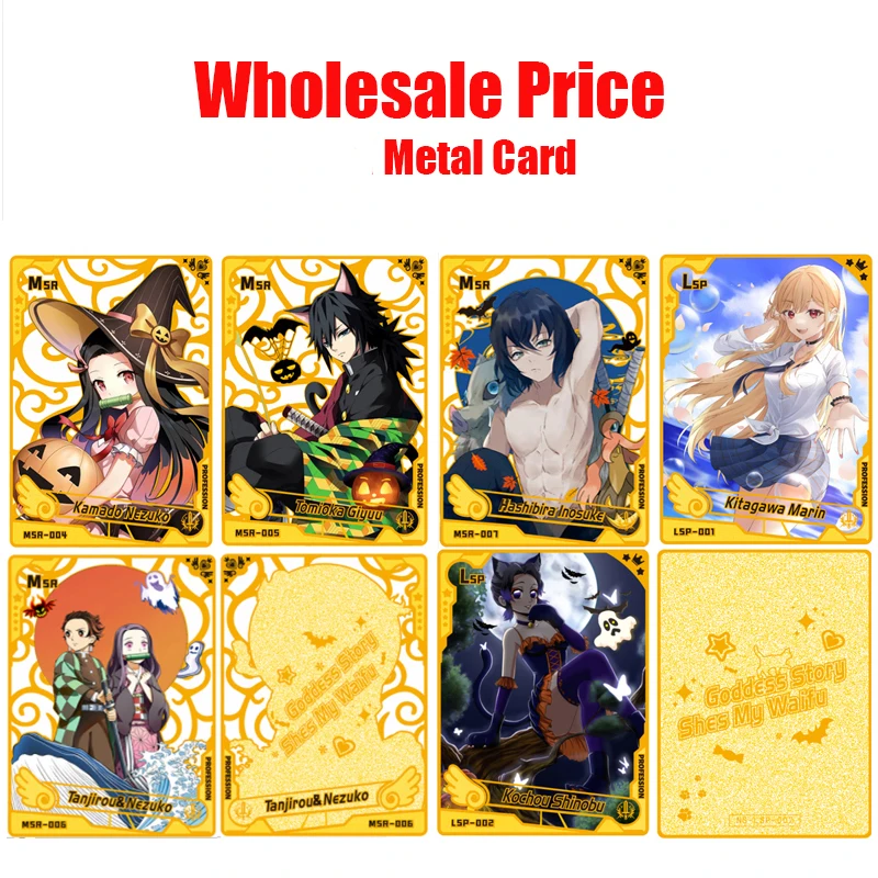 

Wholesale Original Demon Slayer Msr LSP Metal Card Halloween Tanjiro Kamado Nezuko Kochou Shinobu Kitagawa marin Card Toys Gift