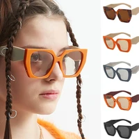 fashion polygon beach sunglasses for women irregular diamond legsuv400 big frame contrast color hip hop sunglasses