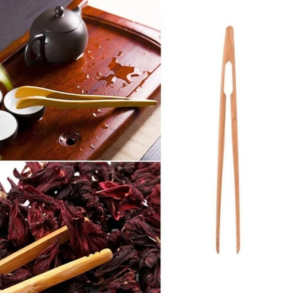 

1Pcs Wooden Tea Tweezer Bacon Tea Clip Tongs Bamboo Salad Food Toast Bend Clip Straight Clips Kitchen Accessories Teaware Tools