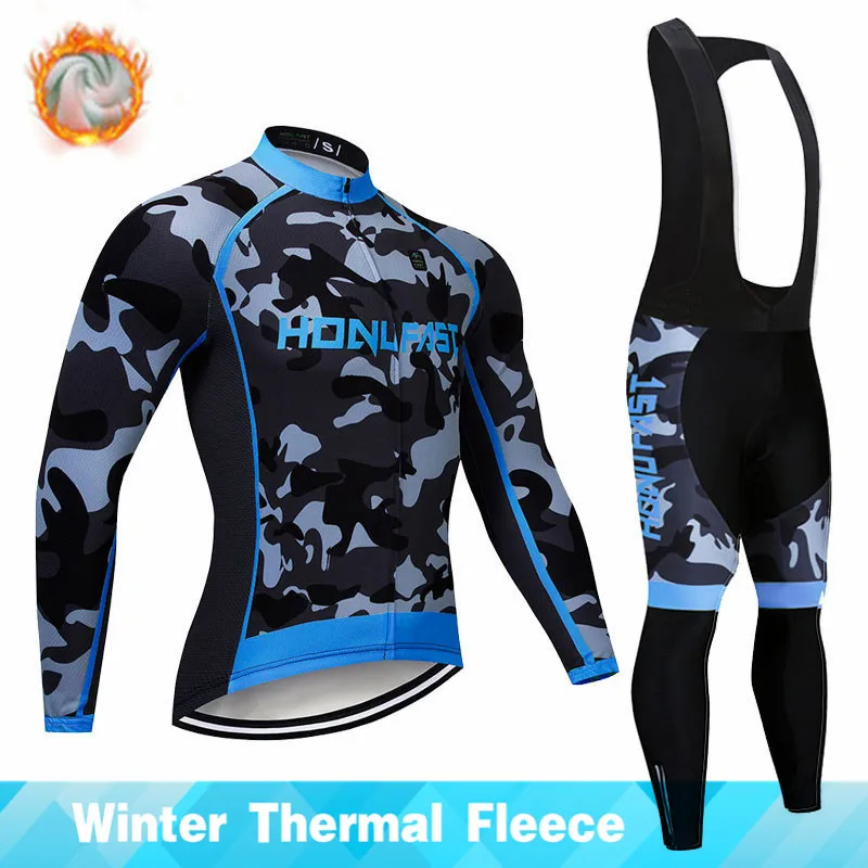 

Камуфляжный зимний велосипедный комплект 2022 с длинным рукавом, Мужская одежда для горного велосипеда, термальные флисовые велосипедные Тр...