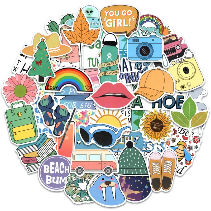 

50pcs Fashion Small Icons Cartoon Stickers Luggage Skateboard Cute Kids Toys DIY Cool Graffiti Sticker Decal Scrapbooking New