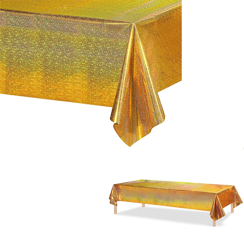 For Square Table Clovers Graduation Birthday Celebrations Holographic Foil Disposable Tablecloths