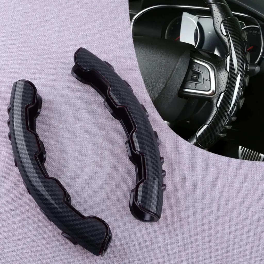 

2pcs/Set Car Steering Wheel Booster Non-Slip Cover Trim Carbon Fiber Style Black for Universal Auto Decoration