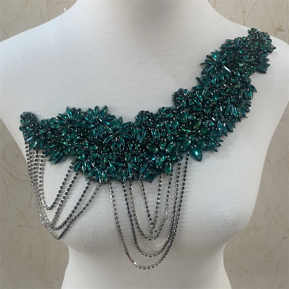 1шт. Горячий накладной аппликация с ринестонами для свадебного платья, вечернего наряда. Дизайн с бриллиантами.