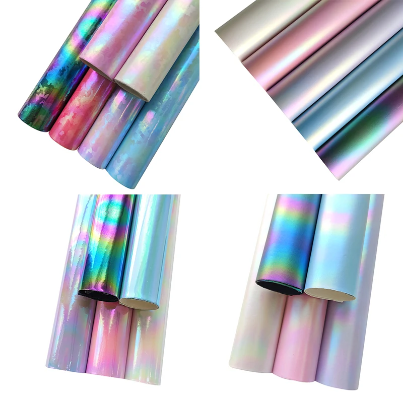 

5-6 Pcs A4 Iridescent Mirrored PU Leather Sheet Holographic Faux Leather Sheets for Making Hair Bows Earrings DIY Sewing Craft