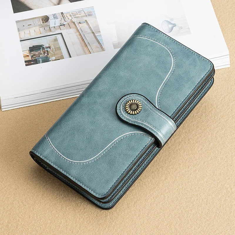

2022 New Style Wallet Women Casual Female Long Purse Clutch Bag Buckle Multifunctional Ladies Wallet Card Holder Phone Bag Sac