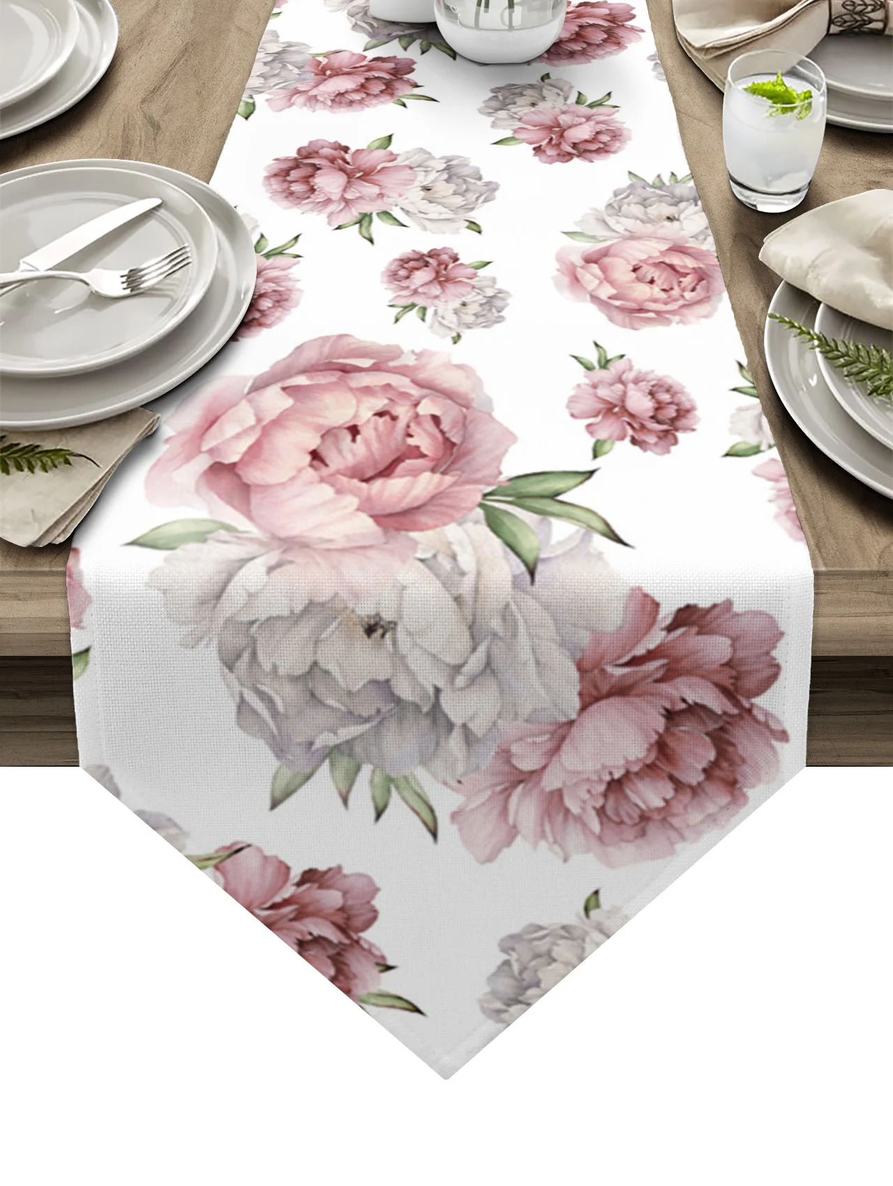 

Винтажная дорожка для стола с цветами, акварелью, украшение для деревенской свадьбы, скатерть, коврик для стола с флагом, пылезащитный чехол...