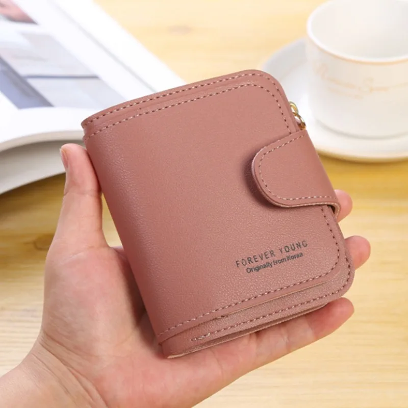

PU Leather Women Wallet Female Hasp Short Wallets Solid Color Coin Handbag For Women Fashion Multipurpose Purses Card Holder