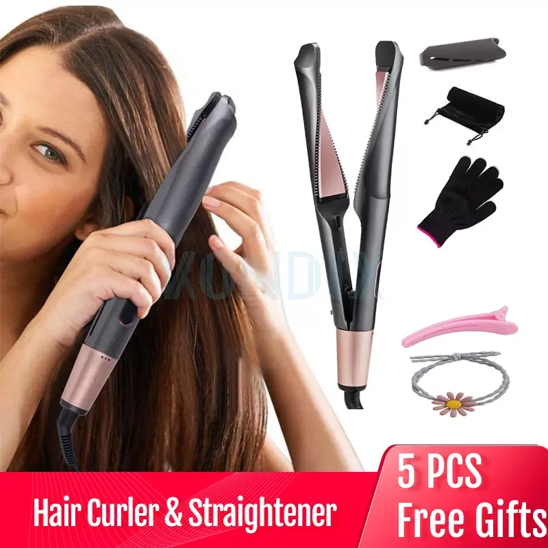 

NEW2023 Hair Curler & Straightener 2 in 1, Spiral Wave Curling Iron, Professional Hair Straighteners, Fashion Styling Tools