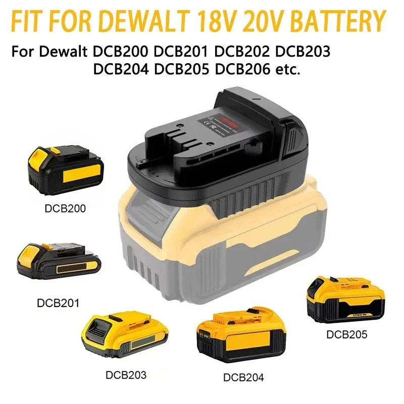 Преобразователь адаптера для литий-ионной батареи Dewalt 18 в 20 DCB182 DCB205