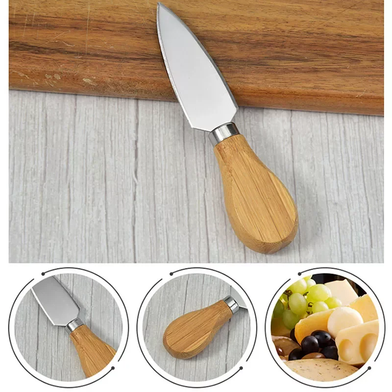 

1Pcs Steel Stainless Cheese Knives with Bamboo Wood Handle Cheese Slicer Cheese Cutter Kitchen Baking Tool