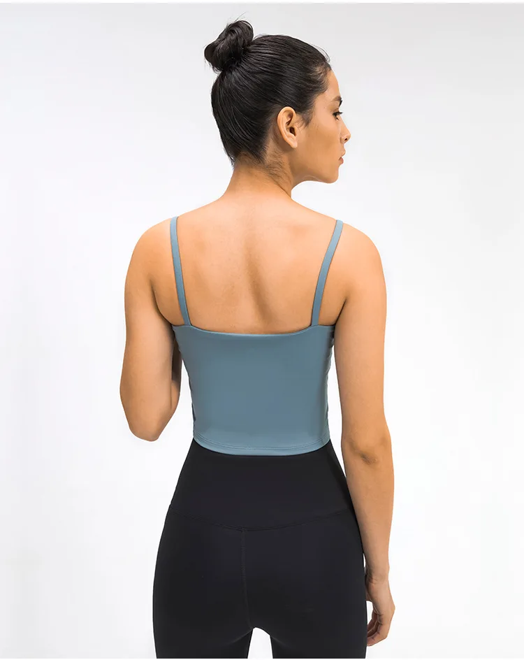 Best Women's Fitness Bra Gym Sports Top Sexy Half Cropped Sling Yoga Tank Top With Chest Pad Running Push Up Workout Underwear