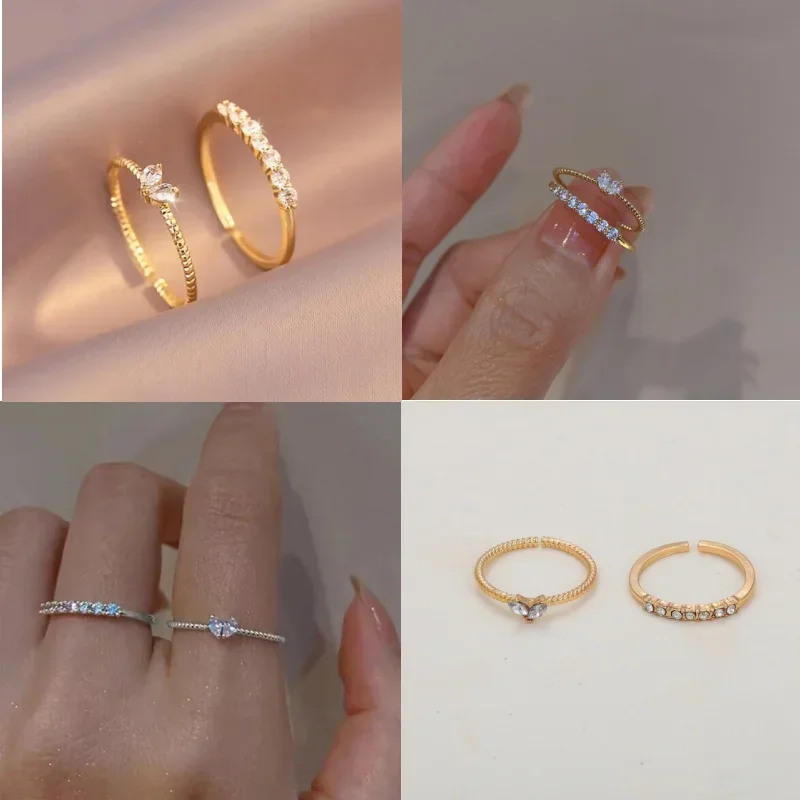 Женское регулируемое кольцо в виде сердца с фианитом