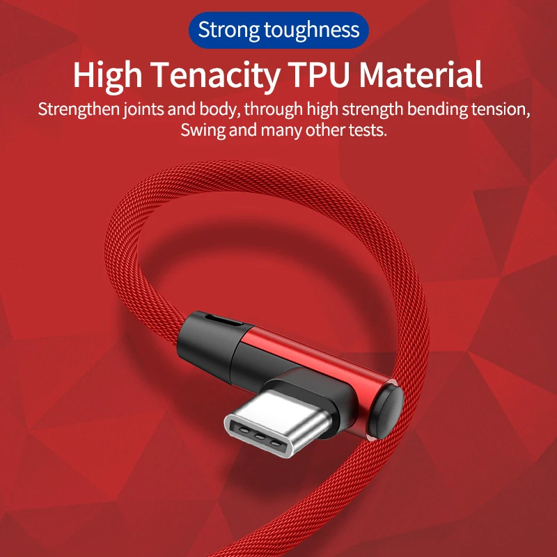 Зарядный кабель USB Type-C 5 А 90 градусов 1/2/3 м |