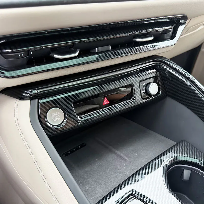 Фото Для Audi Q5 Q5L GU 2025 2026 2027: Защитная рамка для кнопки старт-стоп, декоративная рамка для переключателя кондиционера с двойной подсветкой №2