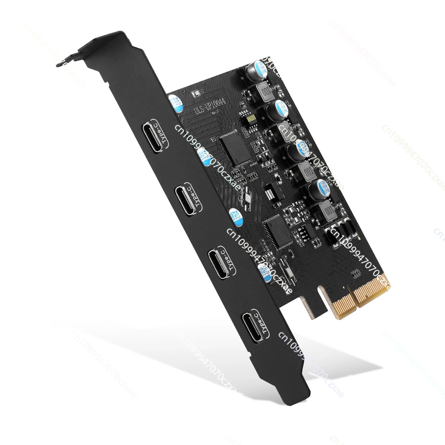 Фото Адаптер-карта расширения PCIE To TYPEC 3.2, четырехпортовый USB-C, 4 порта, 20 Гбит/с, без питания, ASM3142 №1
