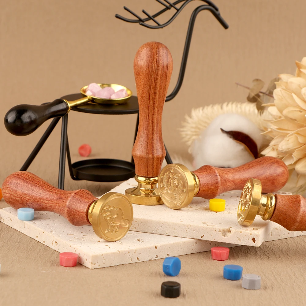 Восковая Печать С Искусственной И Деревянной Ручкой 25 Мм Узором Листьев Руки