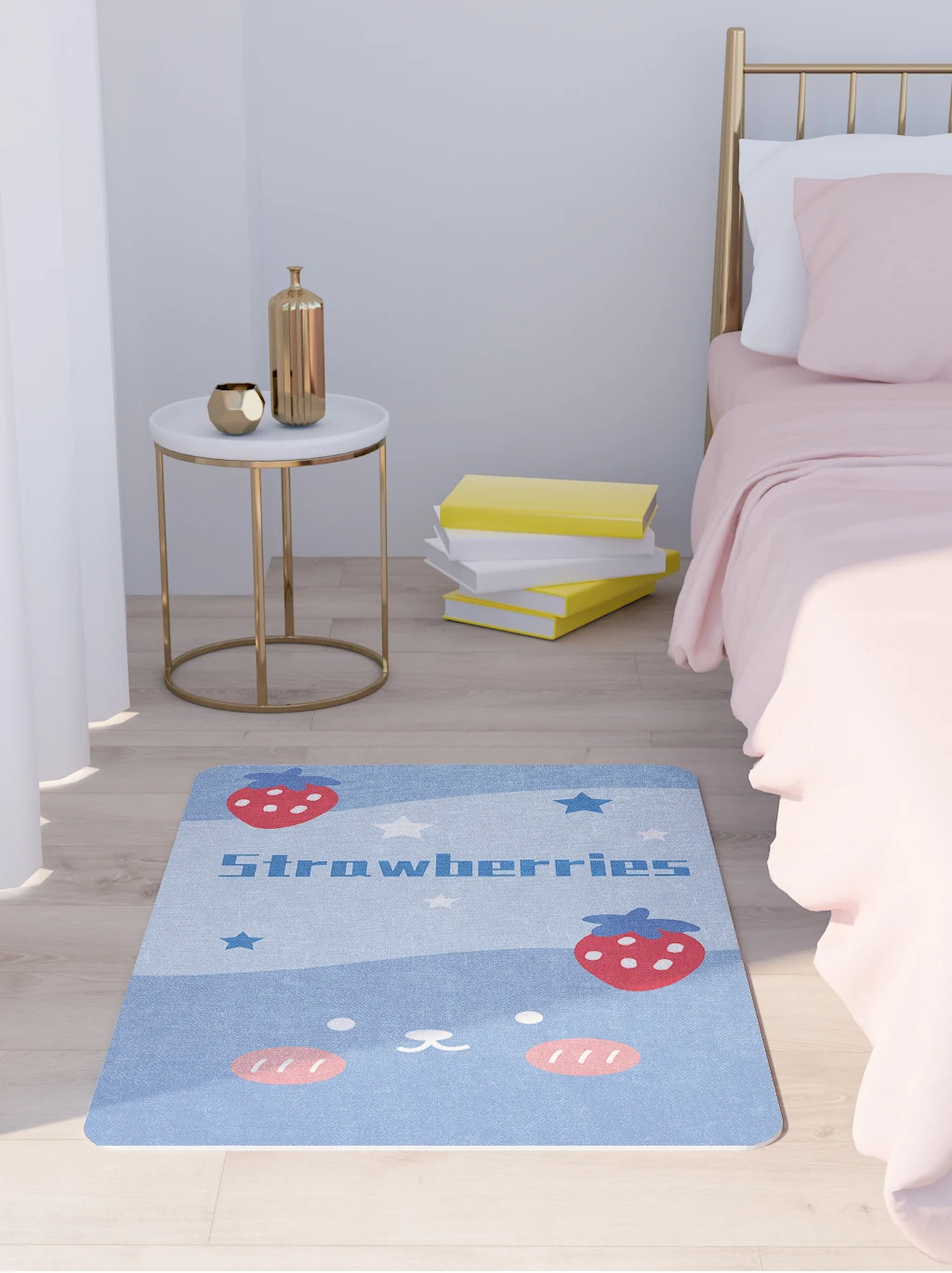 Мультяшный ковер с изображением клубники винограда и других фруктов напольный