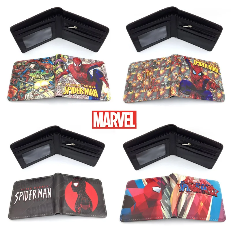 

Disney Superhero Spiderman PU Wallet Anime Doctor Strange Captain America Hulk Two-fold Short PU Coin Purse Boy Girl Child Gifts