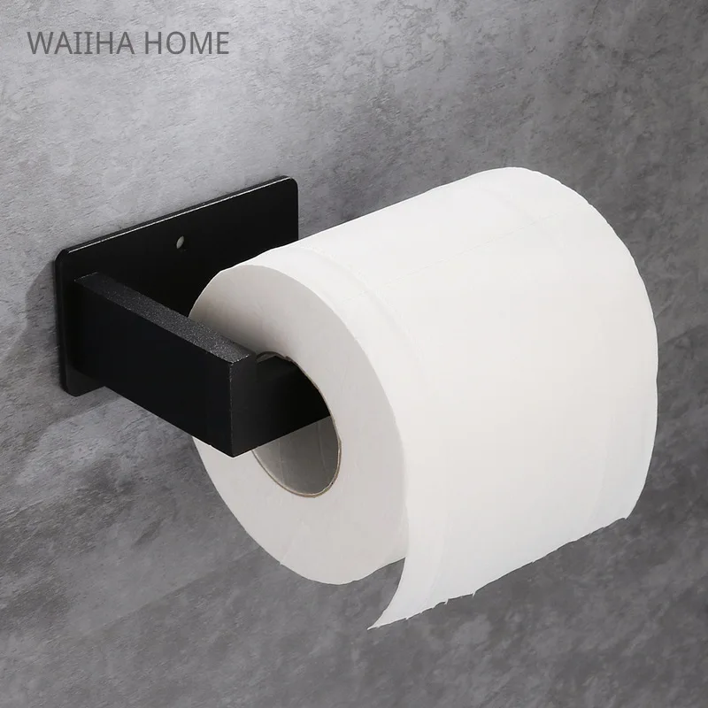

Matte Black Toilet Paper Holder Wall Mount Tissue Roll Hanger Stainless Steel Self Adhesive Bathroom Accessories
